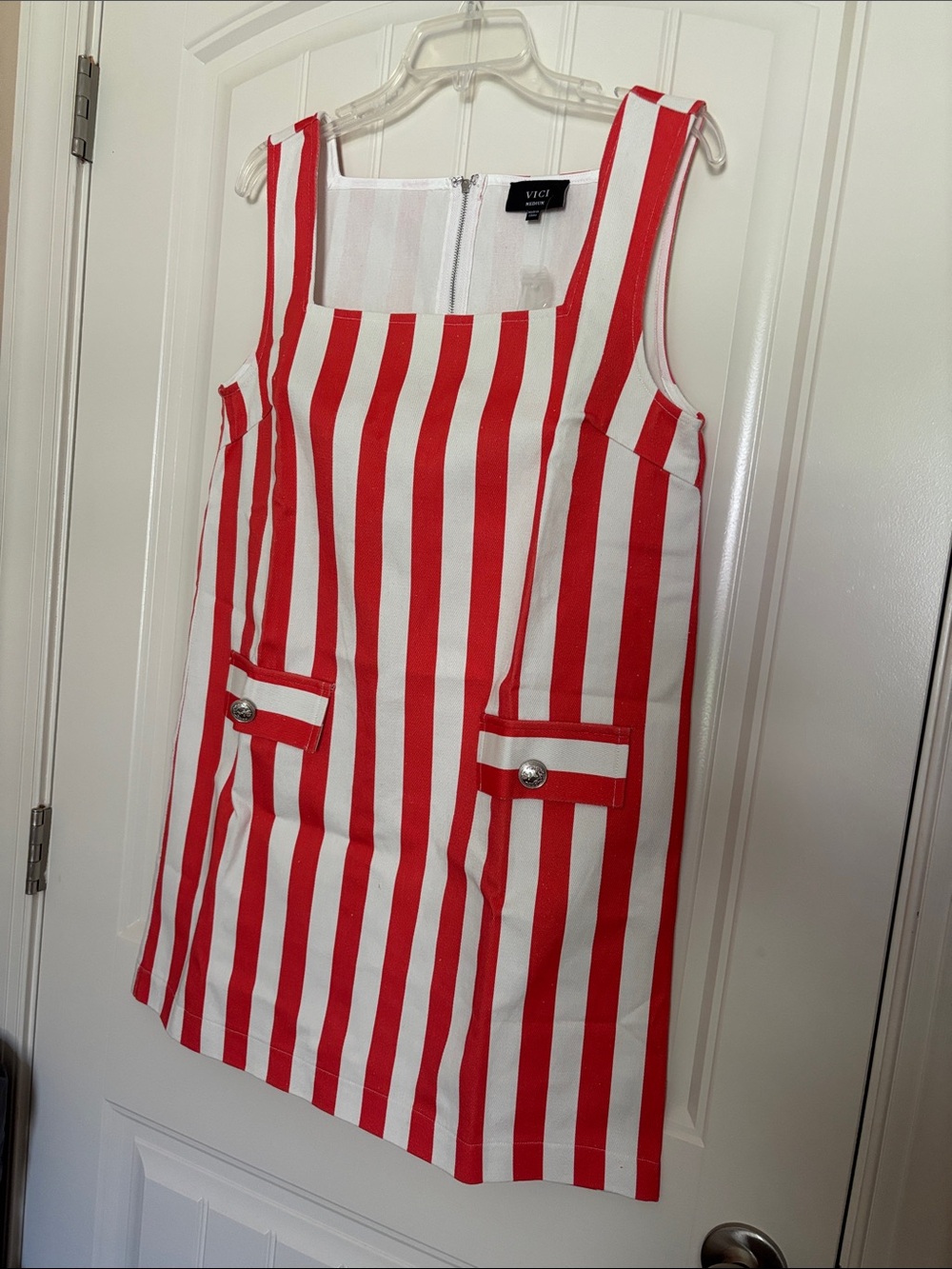 Vici Coastal Red Striped Shift Dress - Picture 6 of 9